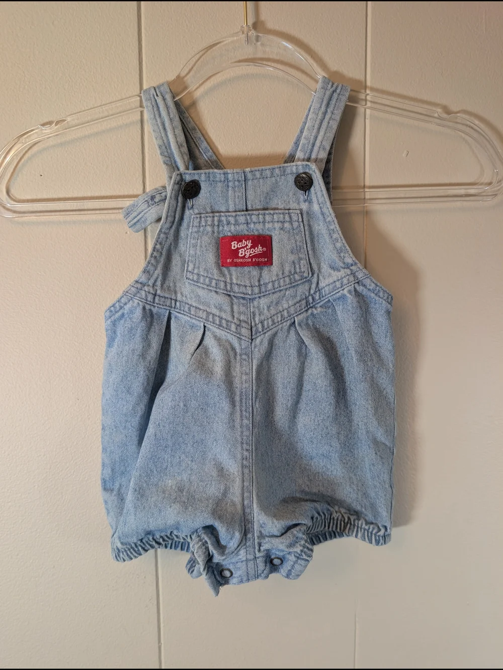 Vintage Baby B'gosh by OshKosh Light Wash Denim Bubble Romper Overalls 18M